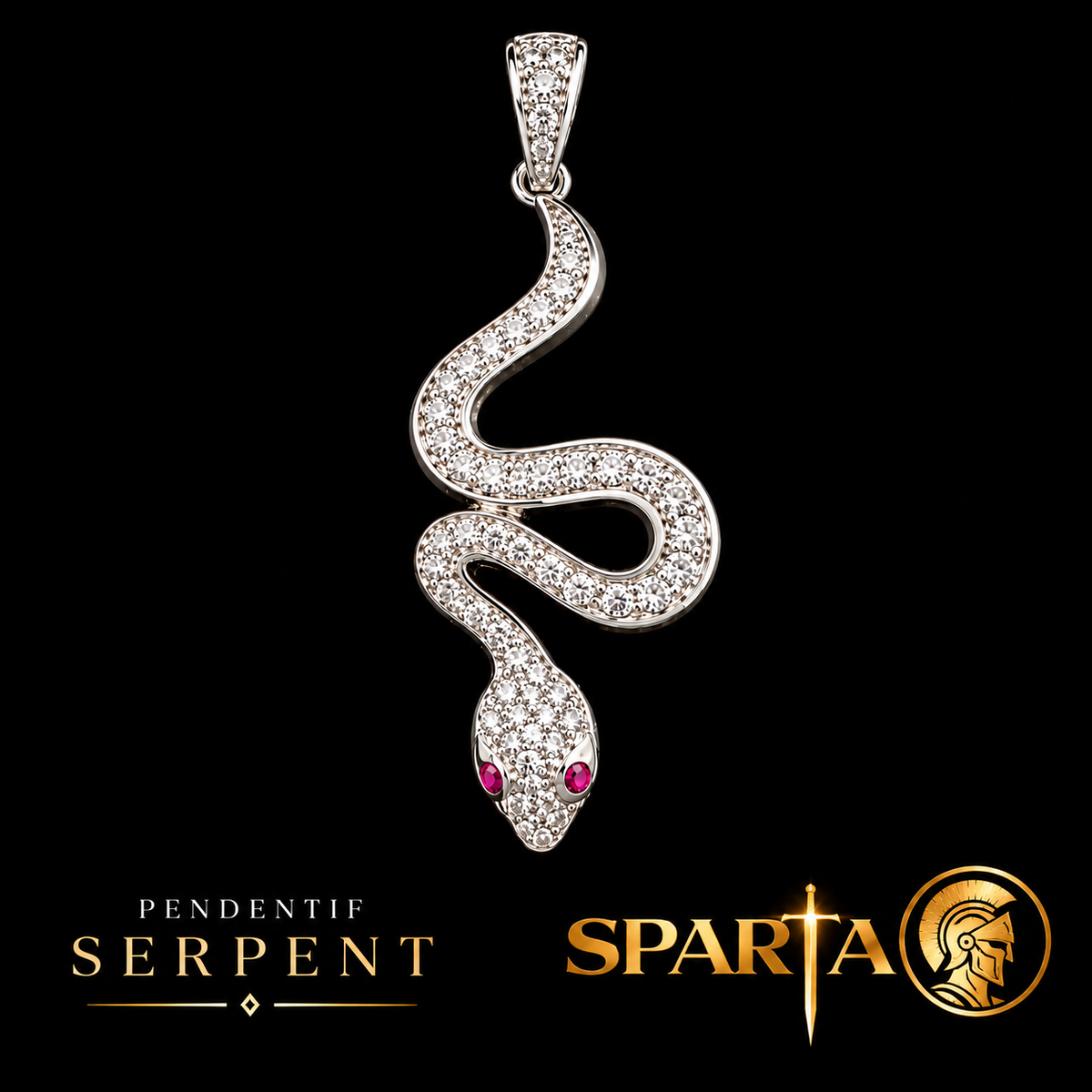 Pendentif Serpent Rubis Argent 925