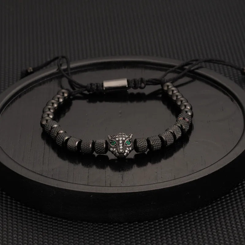 Bracelet de perles léopard Noir