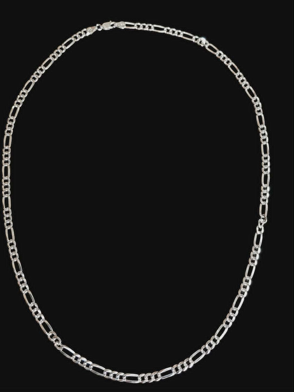 Chaîne Figaro à coupe diamant en argent sterling 925